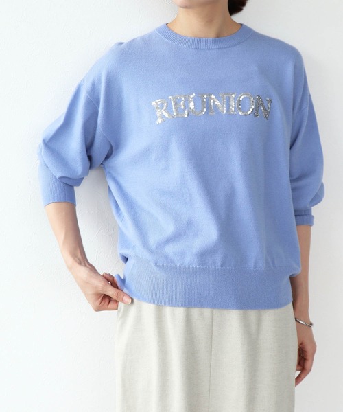 ニット セーター スパンコール刺繍ニットプルオーバー レディース