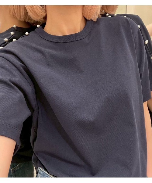 今季新作！ルシェルブルー LE CIEL BLEU★パールTシャツ LE CIEL BLEU（ルシェルブルー） tシャツ ボクシーTシャツwパール