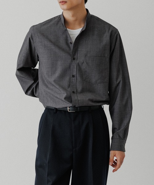 ADAM ET ROPE'（アダムエロペ） シャツ 「NIKKE」バンドカラー シャツ