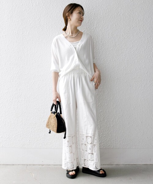 「SHIPS any」 7分袖ニットカーディガン ONE SIZE キャメル レディース_画像2