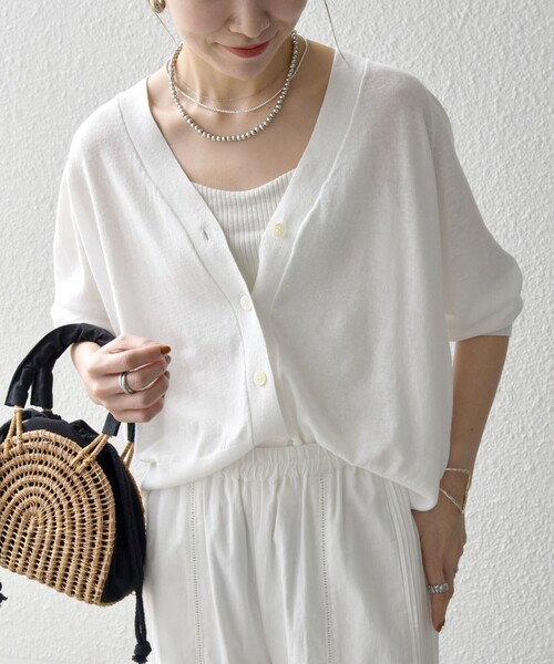 「SHIPS any」 7分袖ニットカーディガン ONE SIZE キャメル レディース_画像6