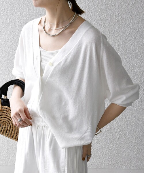 「SHIPS any」 7分袖ニットカーディガン ONE SIZE キャメル レディース_画像7