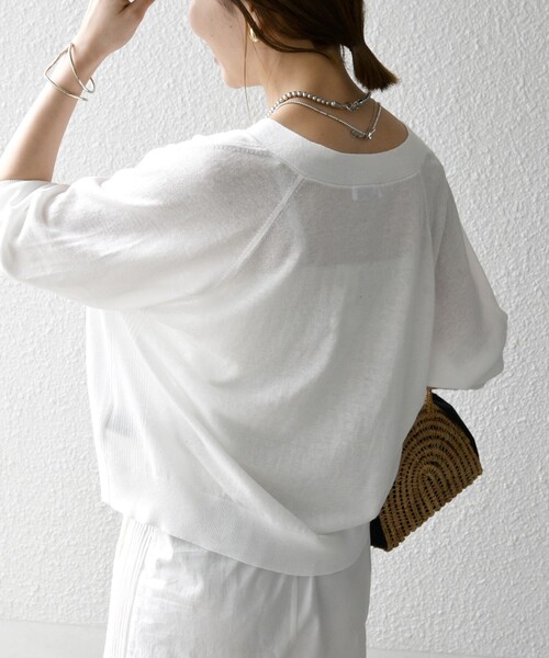 「SHIPS any」 7分袖ニットカーディガン ONE SIZE キャメル レディース_画像8