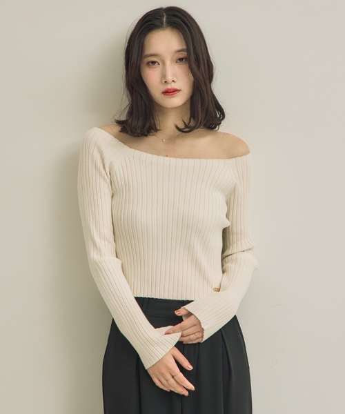 ⭐︎ドナ⭐︎ NEUNA（ヌナ） ニット セーター オープンボートネックリブニットプル