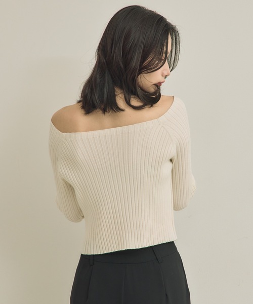 NEUNA（ヌナ） ニット セーター オープンボートネックリブニットプル