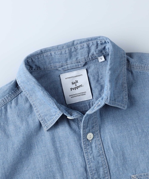 「Salt&Pepper」 半袖シャツ M ダークインディゴブルー メンズ_画像4