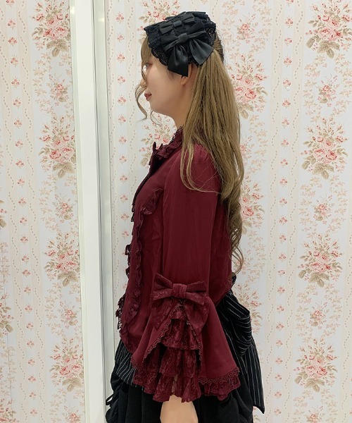 Chalmiere シャルミエール スクエア開きコットンブラウス 赤