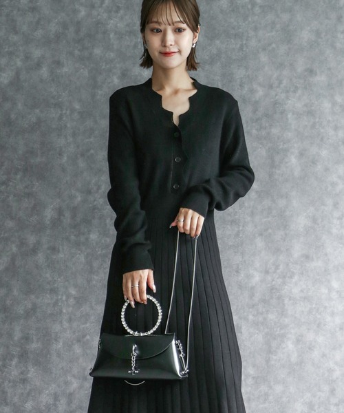 【美品】2WAY仕様リングハンドルビジューバッグ any day（エニーデイ） ハンドバッグ 2wayビジューリングハンドル