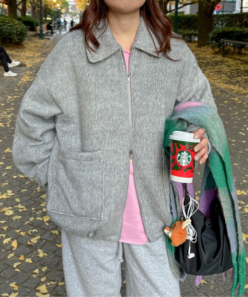 PILIT ブルゾン アウター シャギーダブルジップボリュームブルゾン