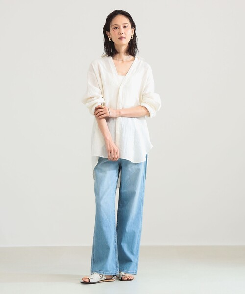 ブラウス シャツ 「手洗い可」:colon / リネンシャツ レディースの画像