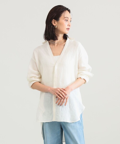 ブラウス シャツ 「手洗い可」:colon / リネンシャツ レディースの画像