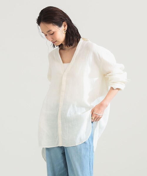 ブラウス シャツ 「手洗い可」:colon / リネンシャツ レディースの画像