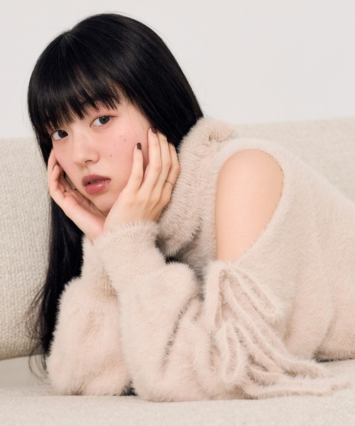 Heather（ヘザー） ニット セーター シャギータートルリボンニット