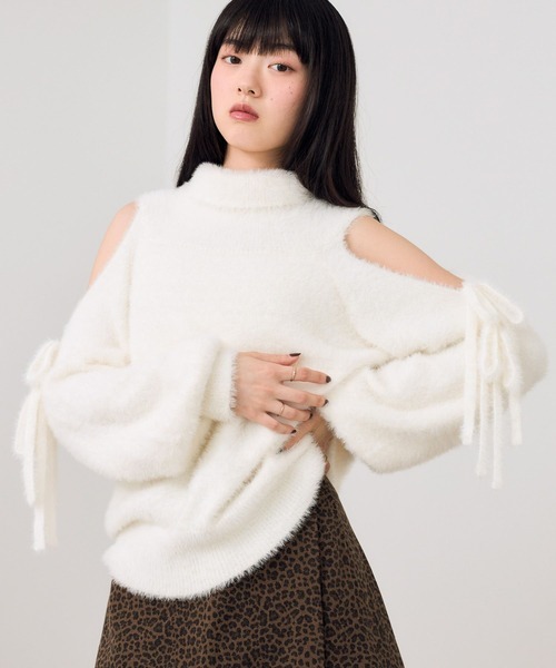 Heather（ヘザー） ニット セーター シャギータートルリボンニット