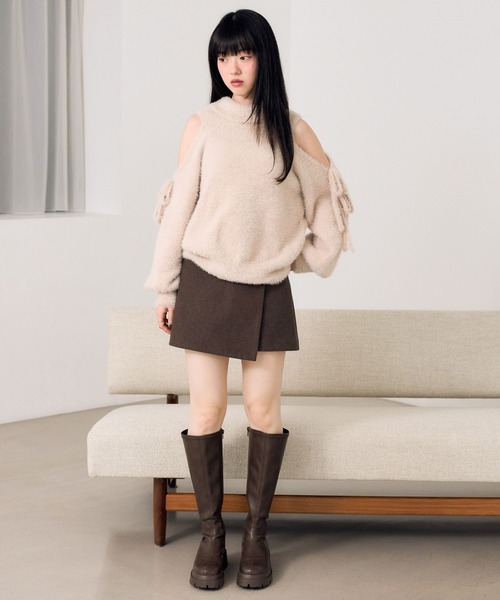 【マッサ】Brioni タートルネック ニット ベージュ 48 Heather（ヘザー） タートルネック ニット セーター シャギータートル