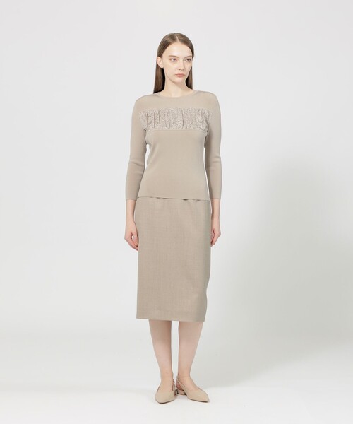 「EPOCA」 7分袖ニット 40 ベージュ レディース_画像8