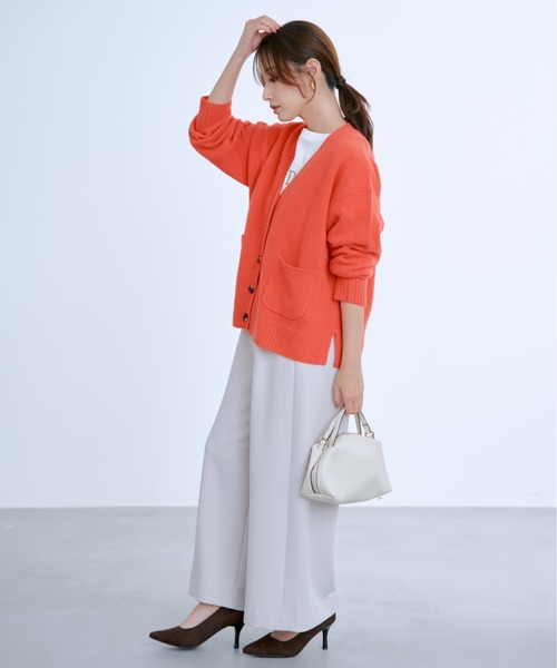 COHINA(コヒナ) ウールカシミヤVネックロングカーディガン レディース ウールカシミヤVネックロングカーディガン | 小柄・低身長女性向け