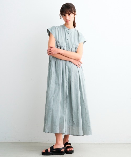 「three dots」 半袖ワンピース SMALL グレー系その他 レディースの画像