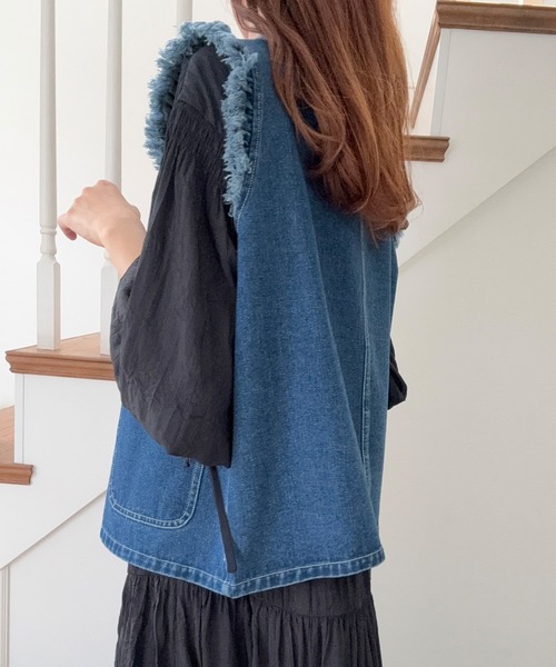 「LAUIR」 ベスト LARGE ブルー レディース_画像6