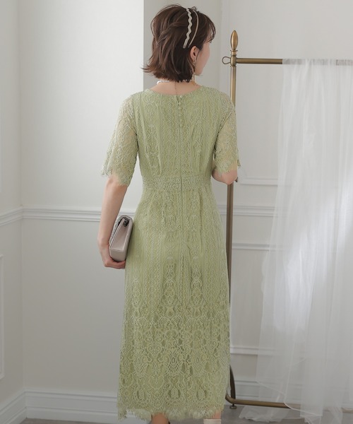 「PourVous」 半袖ワンピース S ボルドー レディース_画像2
