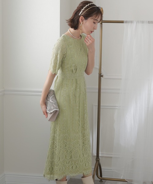 「PourVous」 半袖ワンピース S ボルドー レディース_画像3