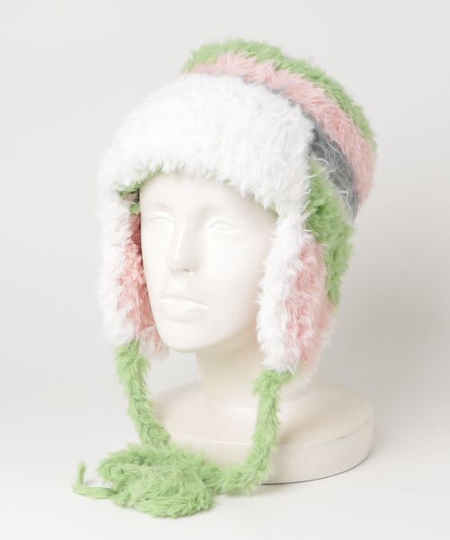 ニット帽 ニットキャップ 「HIKA」モヘア配色耳付きファーCAP