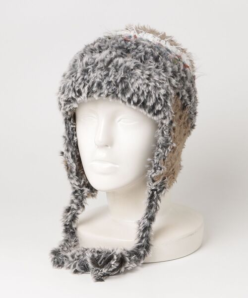 ニット帽 ニットキャップ 「HIKA」モヘア配色耳付きファーCAP