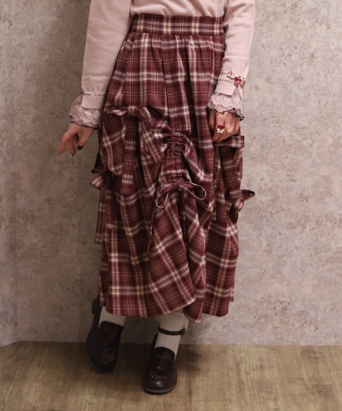 axes femme（アクシーズ ファム） スカート リボン×タック×ドロスト