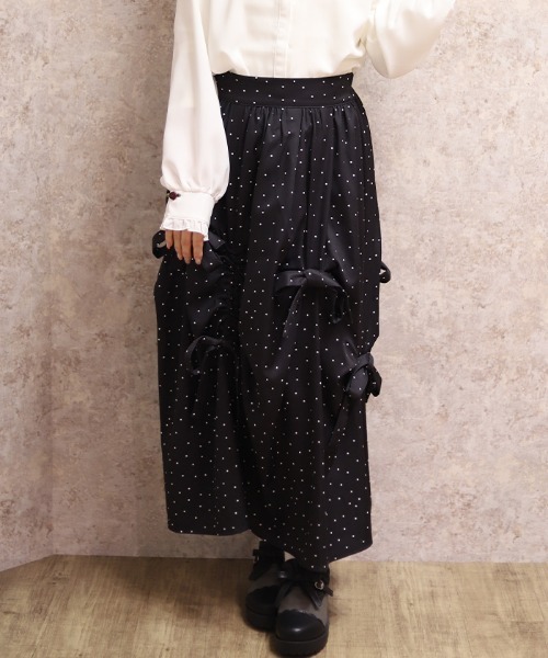 axes femme（アクシーズ ファム） スカート リボン×タック×ドロスト