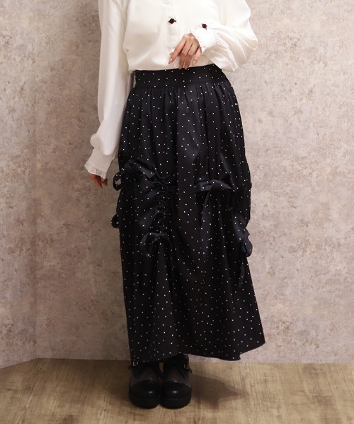 axes femme（アクシーズ ファム） スカート リボン×タック×ドロスト