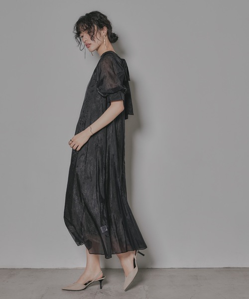 「niana」 7分袖ワンピース M ブラック レディース_画像6