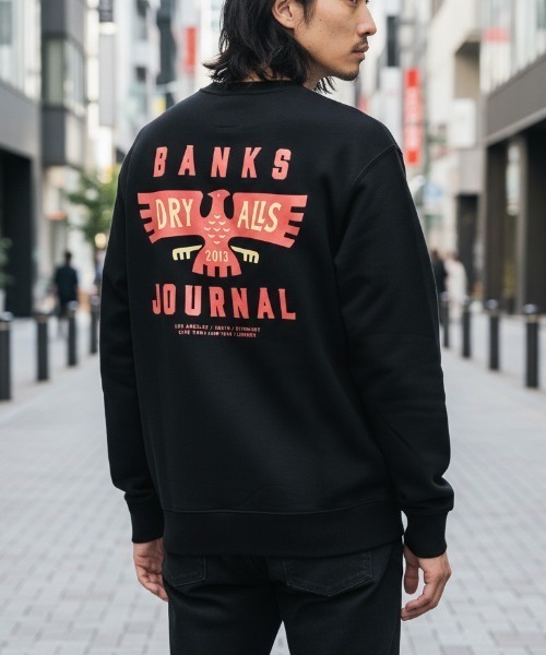 【未使用】BANKS バンクス WILOW FLEECE トレーナー ロゴ プリント M ブラック AFL0238 メンズ 中古・未使用品】BANKS バンクス WILOW FLEECE トレーナー ロゴ
