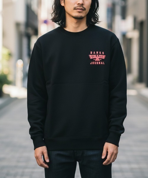 【未使用】BANKS バンクス WILOW FLEECE トレーナー ロゴ プリント M ブラック AFL0238 メンズ BANKS（バンクス） トレーナー スウェット メンズ レディース