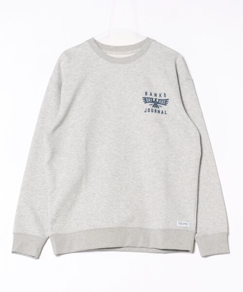 【未使用】BANKS バンクス HEART RINGS FLEECE トレーナー ロゴ プリント S スモーク ブルー AFL0231 メンズ 未使用】BANKS バンクス HEART RINGS FLEECE トレーナー ロゴ プリント