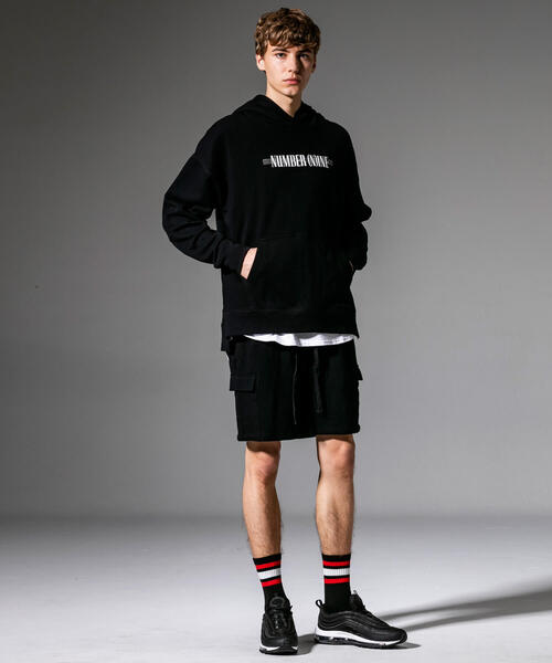 「NUMBER (N)INE DENIM」 プルオーバーパーカー MEDIUM ブラック メンズ_画像7