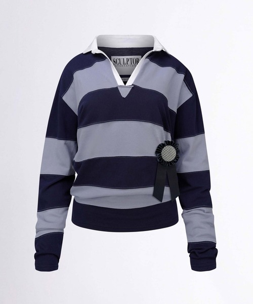 「SCULPTOR」 長袖ポロシャツ MEDIUM ピンク レディース_画像3