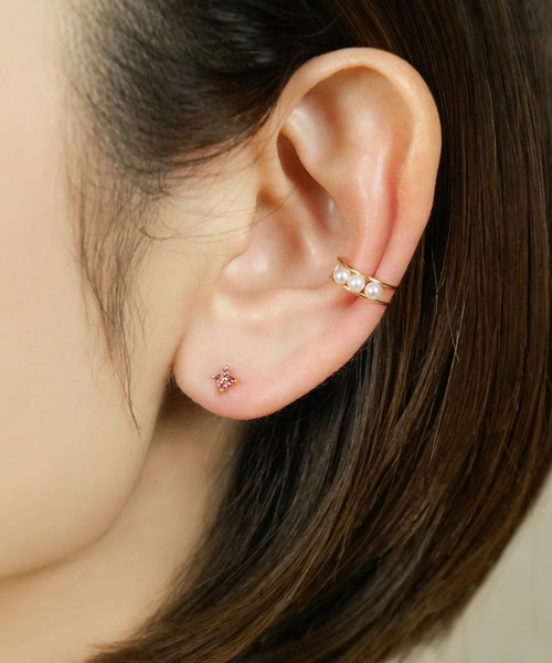 ピアス 「 Solo Pierce」「 セカンドピアス」 K18ピンクトルマリン ハーフピアス レディースの画像