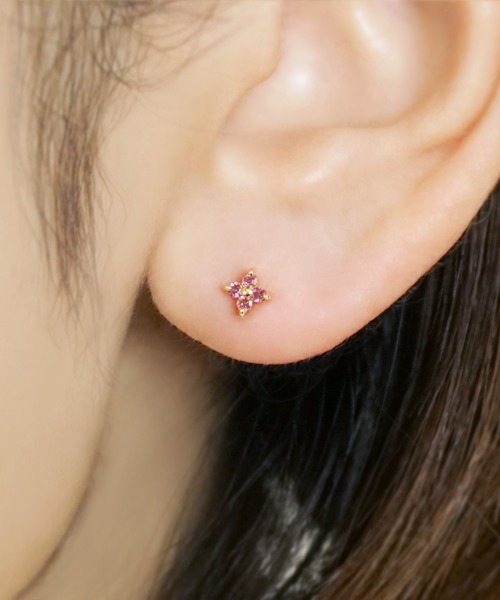 ピアス 「 Solo Pierce」「 セカンドピアス」 K18ピンクトルマリン ハーフピアス レディースの画像