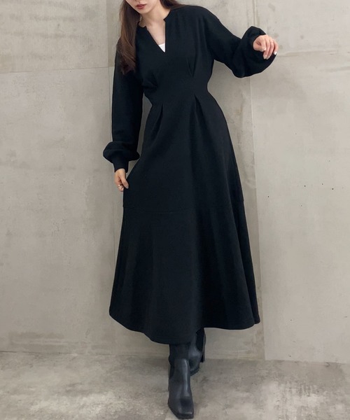 「junoah」 長袖ワンピース X-LARGE ベージュ レディース_画像2