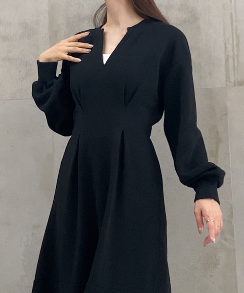 「junoah」 長袖ワンピース X-LARGE ベージュ レディース_画像3