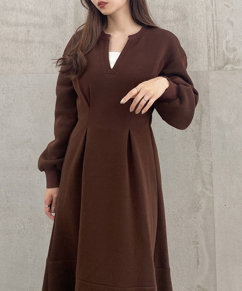 「junoah」 長袖ワンピース X-LARGE ベージュ レディース_画像8