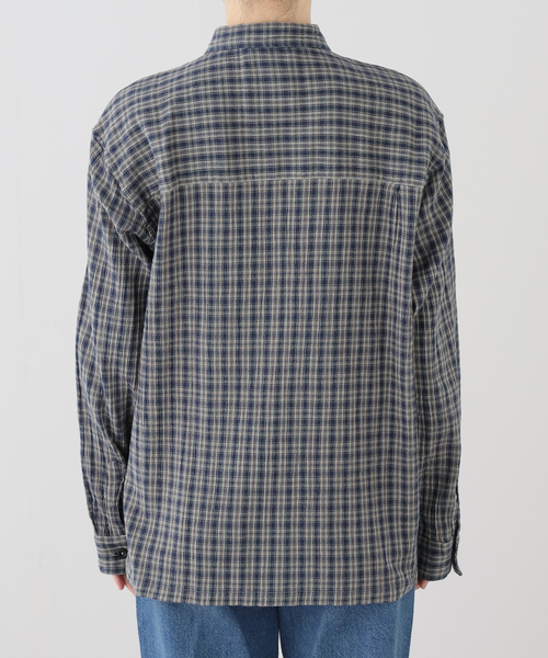 ブラウス シャツ 「HTS」COTTON CHECK ONE-UP COLLAR SHIRT レディースの画像