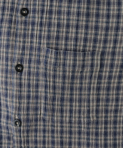 ブラウス シャツ 「HTS」COTTON CHECK ONE-UP COLLAR SHIRT レディースの画像