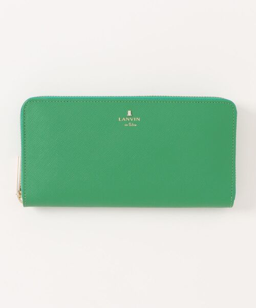 未使用 LANVIN en Bleu 長財布 リュクサンブール グリーン 緑 LANVIN en Bleu リュクサンブールカラー ラウンドファスナー長