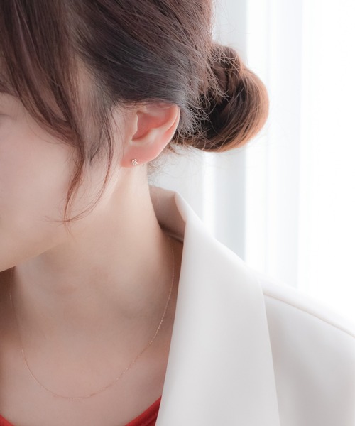 BLOOM（ブルーム） ピアス K10 ピンクゴールド キュービックジルコニア