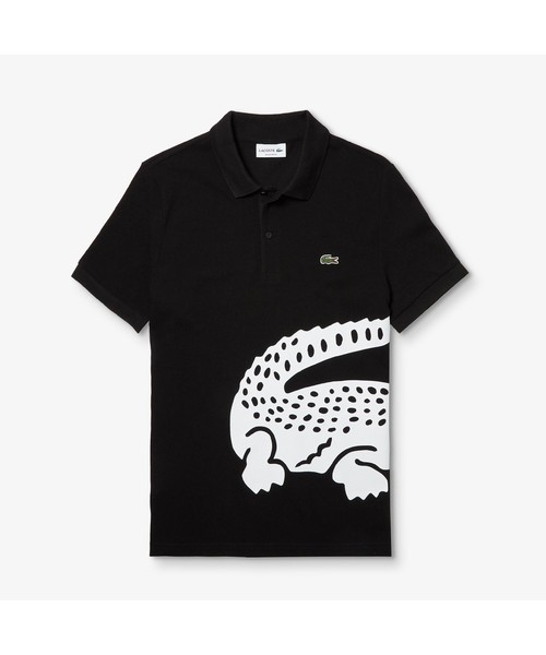 希少 LACOSTE ラコステ ラバー ワニ ロゴ 半袖 ポロシャツ LACOSTE（ラコステ） ポロシャツ レギュラーフィット オーバーサイズ