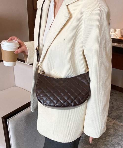 STYLEBLOCK ショルダーバッグ バッグ キルティングPUレザー半月