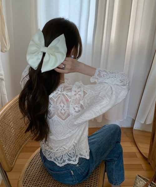 leune（ルネ） シャツ ブラウス レディース シアーレースブラウス