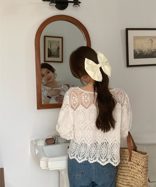 leune（ルネ） シャツ ブラウス レディース シアーレースブラウス