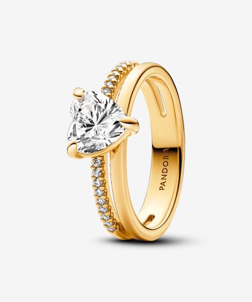 PANDORA（パンドラ） 指輪 リング ダブルバンド ハート リング
